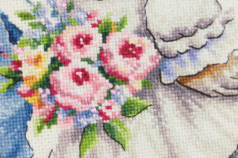 Counted Cross Stitch Kit, Romantic Couple Design, Madeira Threads, Zweigart Canvas, 41 Colors, Zolotoe Runo S/VK086