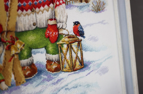Cross Stitch Kit Funny Skier Design, Zolotoe Runo, Zweigart White Canvas, Madeira Threads, 28.5 x 36.5 cm, 44 Colors