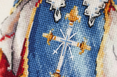 Counted Cross Stitch Kit Musketeer Design, Madeira Floss, Zweigart White Aida 18, 34 Colors, 14.7 x 26.5 cm, Zolotoe Runo