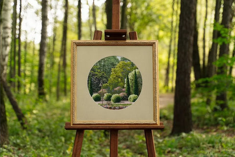 Cross Stitch Kit for Summer Park Scene with Cotton Threads, Zolotoe Runo, Multicolor Embroidery Set for Beginners and Advanced Crafters
