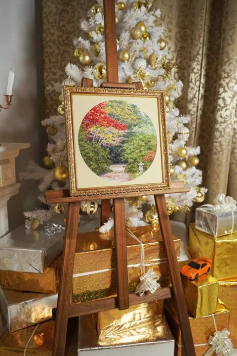 Cross Stitch Embroidery Kit, Red Maple Autumn Landscape, Zolotoe Runo, Cotton Threads, Canvas and Needle, Intermediate Level