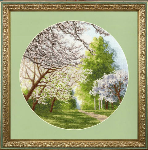 Cross Stitch Embroidery Kit in Spring Colors, 31.7 x 31.7 cm, Zolotoe Runo, Canvas, Threads, Needle and Pattern