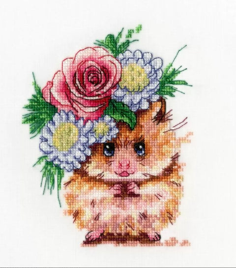 Cross Stitch Embroidery Kit Darling by Zolotoe Runo, Complete Set with Aida Fabric, Cotton Threads, Needle and Color Chart