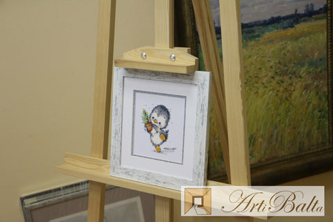 Cross Stitch Kit “Skubu į šventę,” White Aida 14 ct, 11×12 cm, 16 Colors, Alisa, English Instructions