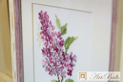 Cross Stitch Kit Lilac Branch, Aida 14 ct, 11x11 cm, 10 Colors, Alisa Embroidery Kit with Needle and English Instructions