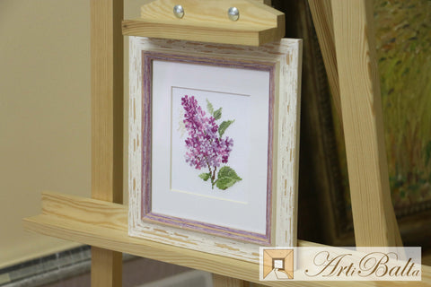 Cross Stitch Kit Lilac Branch, Aida 14 ct, 11x11 cm, 10 Colors, Alisa Embroidery Kit with Needle and English Instructions