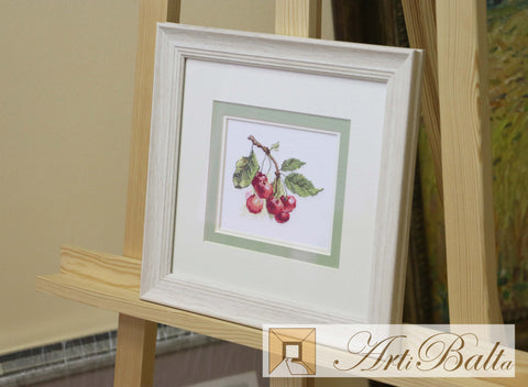 Cherry Cross Stitch Kit, 14 Count Aida, 16 Colors, Alisa Embroidery Set, 11 × 8 cm, English Instructions