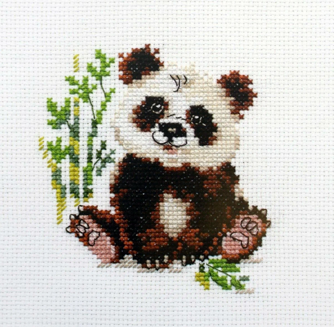 Mielas Panda kryželiu siuvinėjimo rinkinys, 14 ct Aida, 9x10 cm