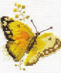 Siuvinėjimo rinkinys Spalvingi drugeliai geltona, Aida 14, 9x8 cm
