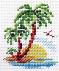 Siuvinėjimo rinkinys Palmų sala 6x8 cm, 14 ct Aida