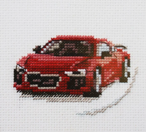 Kryželiu siuvinėjimo rinkinys Raudonas sportinis automobilis, 9x6 cm