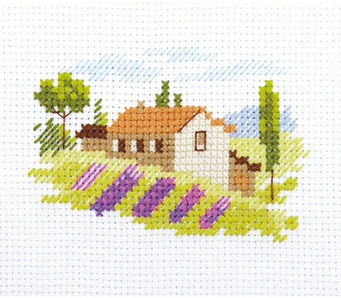 Žavingas kryželiu siuvinėjimo rinkinys Toskana, Aida 14, 8x6 cm