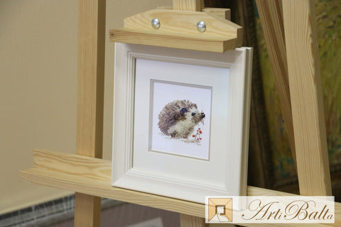 Hedgehog Cross Stitch Kit, Alisa, White 14 Count Aida, 11 Thread Colors, Needle Included, 9 x 7 cm, English Instructions
