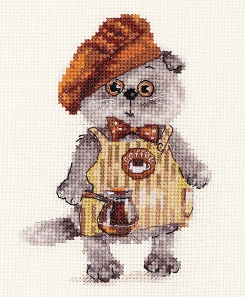 Kryželiu siuvinėjimo rinkinys Barista, Aida 14, 10x14 cm