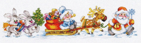 Kalėdinis siuvinėjimo rinkinys Happy New Year, Aida 14 Lurex