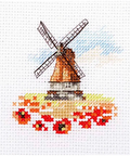 Siuvinėjimo rinkinys Malūnas aguonų lauke, Aida 14, 7x7 cm