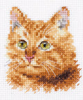 Kryželių siuvinėjimo rinkinys Ryžas katinas, 8x8 cm, Aida 14