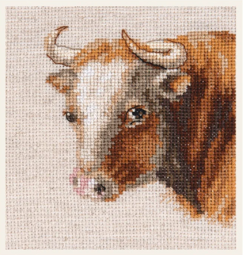 Siuvinėjimo rinkinys Buliukas, linas 16 ct, 9x10 cm