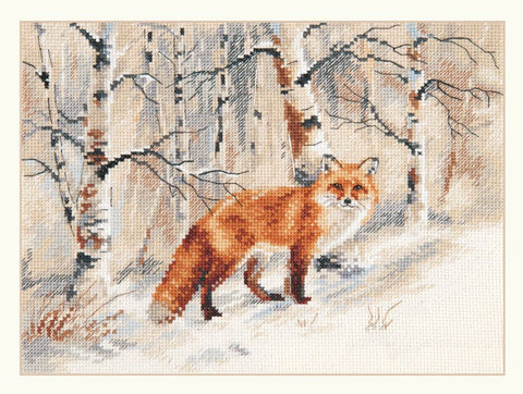 Siuvinėjimo rinkinys Lapė, Aida 16 kreminė, 23x17 cm