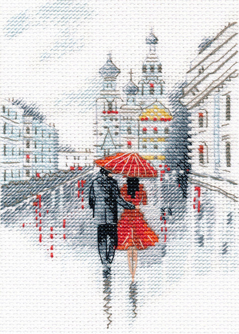 Cross Stitch Embroidery Kit with Aida Fabric, Cotton Threads, Color Chart & Needle, Oven Elegant Motif for Beginners and Home Decor