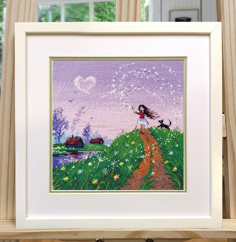 Cross Stitch Embroidery Kit “Spring Breeze,” 18×18 cm, Aida Fabric, Multicolor, Beginner & Advanced Needlepoint Set by Oven