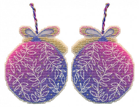 Christmas Cross Stitch Ornament Kit “Lilac Bubble” for 14 Count Plastic Canvas, 7.3 × 9 cm, Oven
