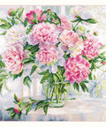 Siuvinėjimo rinkinys Peonijos prie lango, Aida 14, 46x38 cm