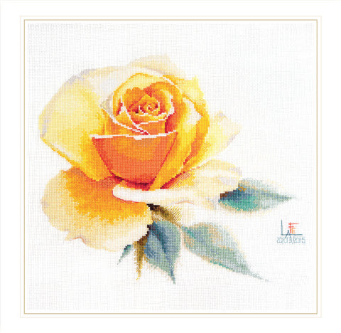 Cross Stitch Embroidery Kit, Watercolor Yellow Roses, Alisa Floral Design for Beginners and Advanced Crafters, Wall Decor Project