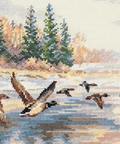 Siuvinėjimo rinkinys Skrendančios antys, Aida 14, 23x17 cm