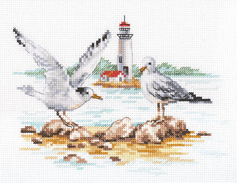 Siuvinėjimo rinkinys Žuvėdros, Aida 14, 19x14 cm