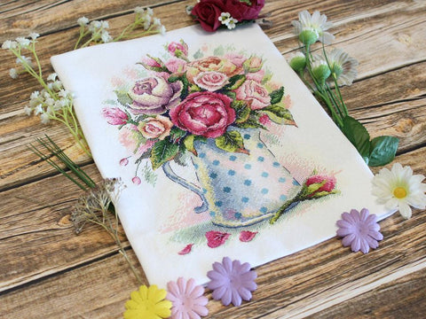 Cross Stitch Kit, Romantic Rose Bouquet, Floral Embroidery Craft Set by MP Studia for Home Decor and Relaxing Needlework