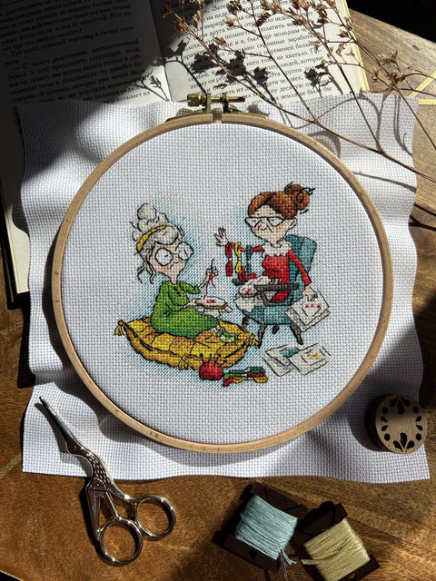 Cross Stitch Embroidery Kit, Embroidering Grandmothers Theme, Andriana, Nostalgic Home Decor Project for Beginners and Advanced Crafters