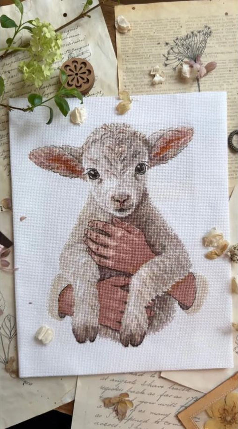 Cross Stitch Embroidery Kit Animal Theme, 18 x 23.5 cm, Aida 16 ct Fabric, 27 Colors, Andriana Saga Pattern