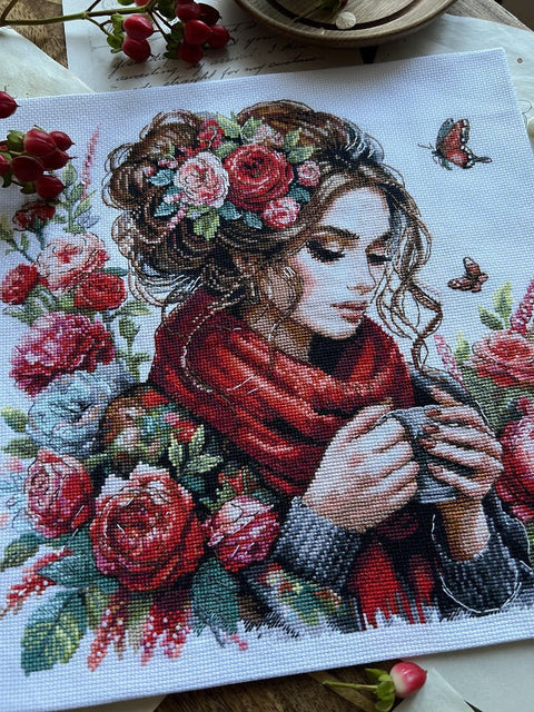 Cross Stitch Kit “Harmony” 24×24 cm, Square Embroidery Project by Andriana, Home Decor, Framing, Beginner Friendly