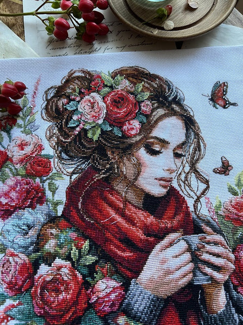 Cross Stitch Kit “Harmony” 24×24 cm, Square Embroidery Project by Andriana, Home Decor, Framing, Beginner Friendly