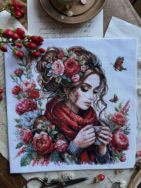 Cross Stitch Kit “Harmony” 24×24 cm, Square Embroidery Project by Andriana, Home Decor, Framing, Beginner Friendly