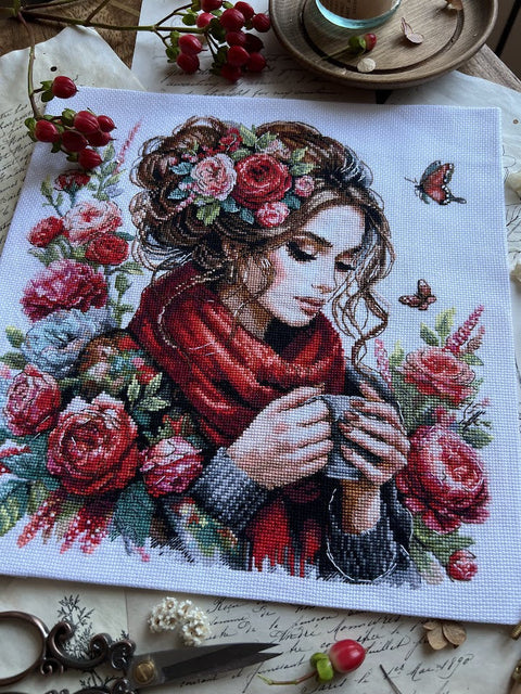 Cross Stitch Kit “Harmony” 24×24 cm, Square Embroidery Project by Andriana, Home Decor, Framing, Beginner Friendly