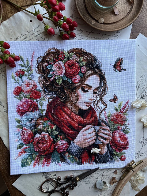 Cross Stitch Kit “Harmony” 24×24 cm, Square Embroidery Project by Andriana, Home Decor, Framing, Beginner Friendly