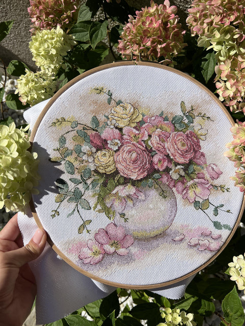Cross Stitch Kit Summer Symphony – Summer Floral Nature Design, Beginner-Friendly Craft, Andriana