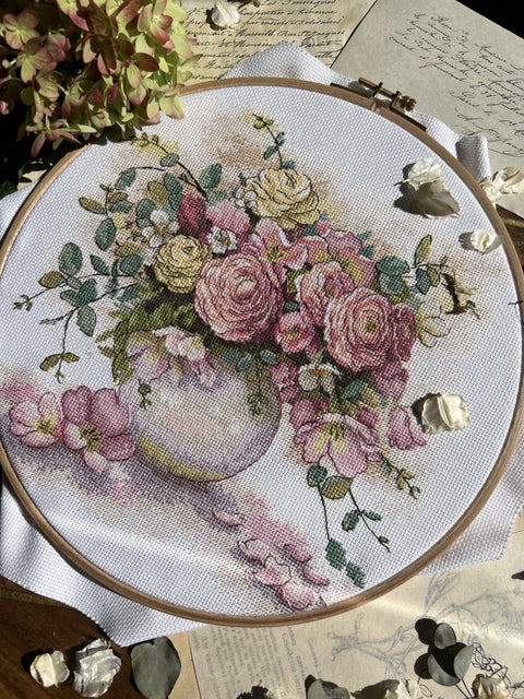 Cross Stitch Kit Summer Symphony – Summer Floral Nature Design, Beginner-Friendly Craft, Andriana
