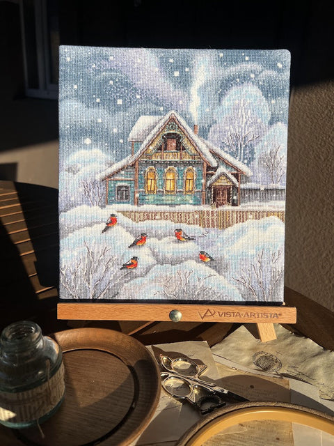 Cross Stitch Embroidery Kit “Where It’s Warm” with Cotton Threads, 23 × 25.5 cm, Andriana DIY Craft Set