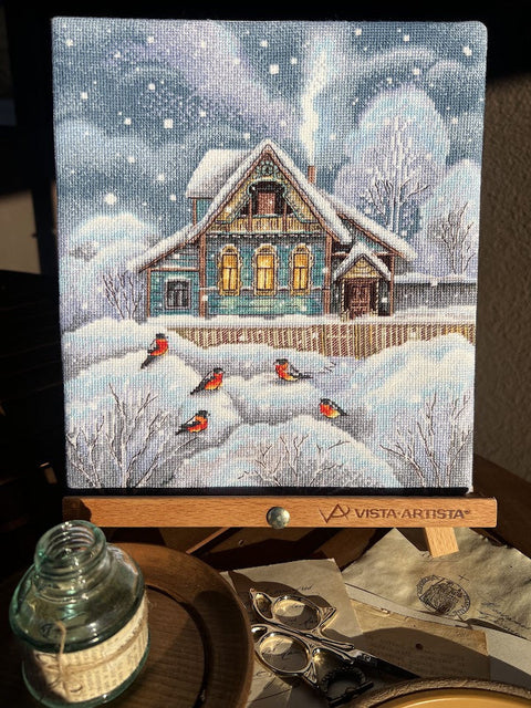 Cross Stitch Embroidery Kit “Where It’s Warm” with Cotton Threads, 23 × 25.5 cm, Andriana DIY Craft Set