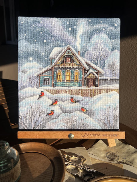 Cross Stitch Embroidery Kit “Where It’s Warm” with Cotton Threads, 23 × 25.5 cm, Andriana DIY Craft Set