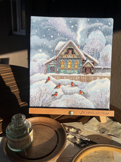 Cross Stitch Embroidery Kit “Where It’s Warm” with Cotton Threads, 23 × 25.5 cm, Andriana DIY Craft Set
