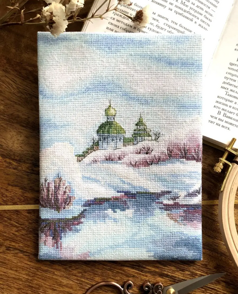 April Spring Cross Stitch Embroidery Kit with Pastel Colors, Cotton Threads, Canvas, Needle, Chart and Instructions by Andriana