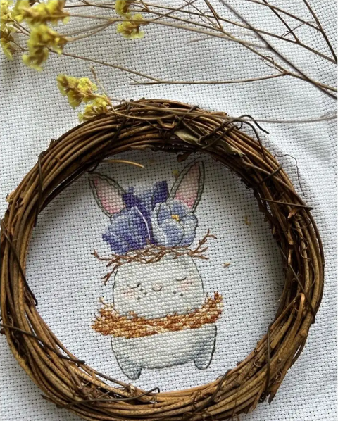 Spring Cross Stitch Kit, 3 Floral Designs, Complete Embroidery Set with Fabric, Threads, Needle, Chart and Instructions by Andriana