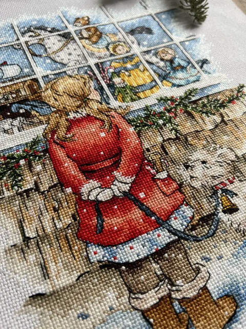 Cross Stitch Embroidery Kit with Romantic Design, Pattern, Fabric, Threads and Needle, Andriana Craft Set for Home Projects
