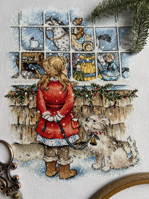 Cross Stitch Embroidery Kit with Romantic Design, Pattern, Fabric, Threads and Needle, Andriana Craft Set for Home Projects
