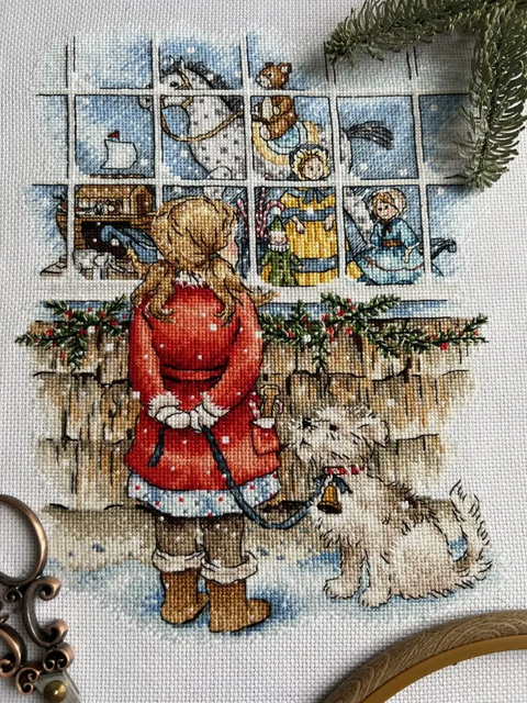 Cross Stitch Embroidery Kit with Romantic Design, Pattern, Fabric, Threads and Needle, Andriana Craft Set for Home Projects