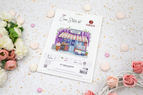 Luca-S Ice Cream Scoop Cross Stitch Kit on Aida Canvas, 24x20 cm